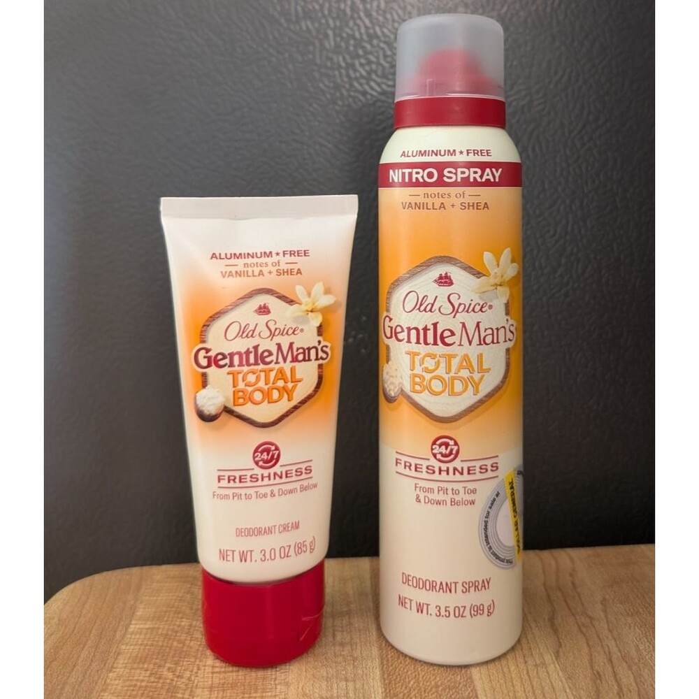 Old Spice GentleMans Total Body Deodorant Cream & Nitro Spray Vanilla + Shea Set